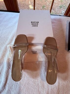 Maryam Nassir Zadeh Transparent Strap Nude Slide Mules
